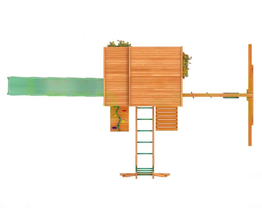 Детская деревянная площадка для дачи «Клубный домик 2 с рукоходом» - вид 3