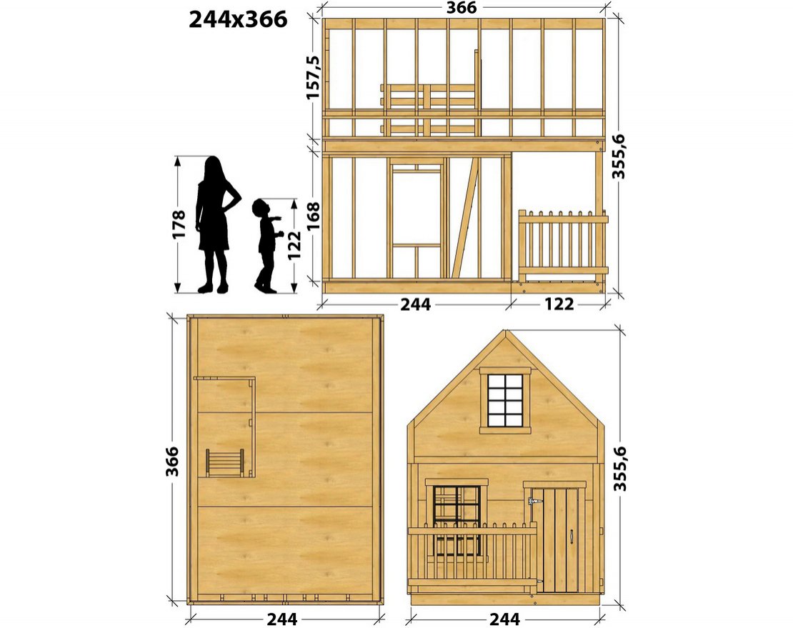 Игровой домик TORUDA WOOD Коттедж 3 с мансардой и крыльцом - вид 4