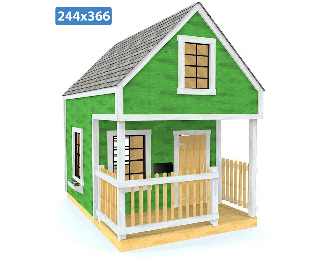 Игровой домик TORUDA WOOD Коттедж 3 с мансардой и крыльцом - вид 3