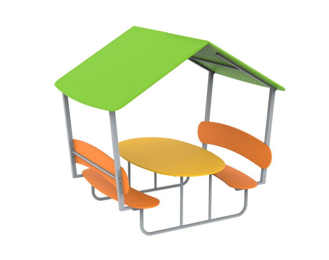 Стол со скамьями и навесом Рем 10 - вид 2